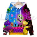Miniatyrbild 1 av 5: Angry Geometry Dash Hoodies för barn, Tecknad Spel Tröjor för barn, 3D-tryckt Hoody, Pullovrar för flickor och pojkar Green 150