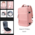 Pikkukuva 1 / 5: Sisäänvedettävä matkareppu, unisex, kannettavan tietokoneen laukku, naisten suuri duffelilaukku, miesten opiskelijoiden työmatkareppu USB-latauksella Pink Style B