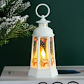 Miniatyrbild 1 av 5: Upplyst Jul Snögloblykta Batteridriven LED Nattlampa med Krok Julgransprydnader Presentidéer Beige