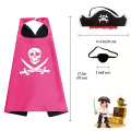Miniatyrbilde 2 av 2: Piratkostyme for barn, klassisk piratkappe Cosplay Cape Skjelettkappe+hatt+øyelapp for Halloween-festgaver style 3