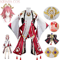 Pikkukuva 1 / 5: Genshin Impact Yae Miko Cosplay Puku Miko Cosplay Peruukki Vaaleanpunaiset Hiukset Asut Genshin Asut M