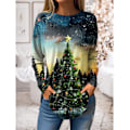 Miniatyrbild 2 av 5: Ny Dam T-shirt Julgran Tryck T-shirts Toppar Långärmad Casual Toppar Mode Rund Hals Normal Passform Y2K Kläder För Tjejer CTZH231026SDB39 M