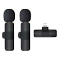 Miniatyrbillede 1 af 5: K9 Trådløs Lavalier Mikrofon 2 x Sender med Lightning Receiver Smart Støjreduktion Bærbar 2.4GHz BT Mic til Live-stre