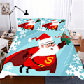 Miniatyrbild 4 av 5: God Jul Påslakan King/Queen Size, röd Jultomte På Motorcykel Mönster Sängkläder Set 2/3 delar Polyester Täcke