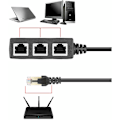 Pikkukuva 3 / 5: RJ45 LAN Ethernet 1 - 3 Porttinen Jakokaapeli Verkkosovitin Cat5, Cat5e, Cat6, Cat7 -liittimillä