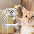 Miniatyrbillede 4 af 5: Sød Kat/Hund Spinner Ring 925 Sterling Sølv Dyr Kat/Hund Fidget Ring Mod Angst Til Kvinder Piger-FCY