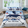 Miniatyrbild 5 av 5: Skidåkning Kung Drottning Påslakan Ungdomar Extremsport Spel Sängkläder Set Skidstavar Snowboard Täcke Örngott Polyester Quilt Örngott
