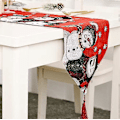 Miniatyrbild 1 av 3: Rektangulär Julduk Polyester 35*180m Julgransmönster för Julbordsdekoration Tryckt Julduk Absorberande Bordsduk