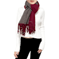 Miniatyrbilde 3 av 5: Rød+grå) Dame Kasjmir Skjerf Vinter Reversibel Pashmina Langt Stort Tykt Varmt Skjerf Med Dusker For Bryllupsgave