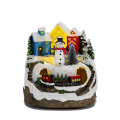 Miniatyrbilde 1 av 5: Jule Resin Håndverk Julelandsby Lysende Musikk Lite Hus Snømann LED Lys Julegave Hjem Dekor Ornamenter 2024 snowman