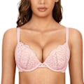 Miniatyrbillede 1 af 5: Push Up Blonde BH i Store Størrelser med Dyb V-udskæring til Kvinder Gentle Rose03 dd
