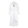 Pikkukuva 1 / 2: Yksivärinen Papin Puku Keskiaikainen Retro Cosplay Puku Ristikaulakorulla (musta) white m