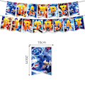 Miniatyrbild 1 av 5: Nya Tecknade Sonic Kalas Tillbehör Pojkar Födelsedagsfest Engångsservis Set Papperstallrik Mugg Servetter Baby Shower Dekorationer banner 1set