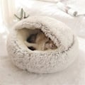 Miniatyrbillede 4 af 5: Blød Plys Rund Seng Kæledyrs Madras Varm Komfortabel Kurv Hund 2 i 1 Sovepose Rede til Små