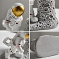 Miniatyrbilde 3 av 5: Statue Astronaut Penn Blyantholder med Telefonholder, Resin Mobiltelefonholder for Romfarer Penn for Hjemmekontordekorasjon, Gaver til E-Elsker