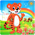 Pikkukuva 1 / 5: Uusi 20-osainen Montessori 3D-palapeli Sarjakuva Eläin Ajoneuvo Palapeli Puinen Palapeli Peli Varhaiskasvatus Lelut Lapsille Tiger