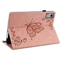 Miniatyrbild 4 av 5: Kompatibelt Fodral för Lenovo Tab K11 Plus Fjäril Blomma Tryck PU Läder Tablet Skydd med Kortfack Pink