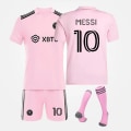 Pikkukuva 1 / 5: 3-13 -vuotiaiden lasten jalkapallovaatesetti Messi Ronaldo NO.10/7 treenivaatteet Pink with socks 12-13T 30