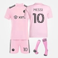 Pikkukuva 1 / 5: 3-13 -vuotiaiden lasten jalkapallovaatesetti Messi Ronaldo NO.10/7 treenivaatteet Pink with socks 5-6T 18