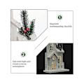 Miniatyrbillede 4 af 5: Juletræ Landsby Jule LED Kirke Lys Hus Sne Scene Julepynt til Jul D
