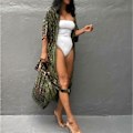 Miniatyrbild 3 av 4: Lång strandklänning för damer, bohemisk kimono-överdel