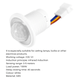 Miniatyrbild 5 av 5: Mini PIR Infraröd Rörelsesensor Detektion 220v Justerbar Tid Infraröd Automatisk LED-lampa