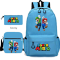 Miniatyrbild 4 av 5: Super Mario 3 st/set Barnryggsäck Pojkar Skolväska Tillbaka till Skolan Present Army Green 16 Inches