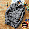 Miniatyrbild 4 av 5: Vinter Herr Fleece Tjockare Tröja Halv Dragkedja Polokrage Varm Pullover Kvalitet Man Slim Stickade Ylletröjor För Våren Red XL