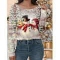 Miniatyrbild 3 av 5: Ny Dam T-shirt Julgran Tryck T-shirts Toppar Långärmad Casual Toppar Mode Rund Hals Normal Passform Y2K Kläder För Tjejer CTZH231026SDB39 M