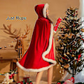 Miniatyrbild 2 av 2: Jultomte-serie Kostym Julfest Snö Älg Flicka Röd Klänning Cape Rep Uniform Pyjamas 24
