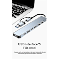 Miniatyrbilde 5 av 5: 7-i-1 Dockingstasjon USB-C Aluminium Lading USB 3.0 HDMI-kompatibel PD/TF-kort