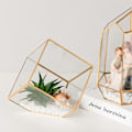 Miniatyrbild 4 av 5: Guld Geometrisk Glas Planteringskärl Suckulent Växtbehållare Konstgjord Blomlåda Dekoration