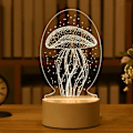 Miniatyrbilde 1 av 5: Romantisk Kjærlighet 3D Akryl LED Lampe for Hjem Barnas Nattlys Bordlampe Julebord Dekor Valentinsdag Nattbordslampe Jellyfish