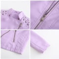 Miniatyrbillede 3 af 4: Læderjakke til kvinder, afslappet med lynlås. Fås i 12 farver purple C XL