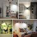 Miniatyrbillede 3 af 5: LED Væglampe - Touch Kontrol, Dobbelt, 360 Graders Drejelig, 3 Farvetilstande, Trådløs Natlampe