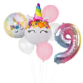 Miniatyrbillede 1 af 4: Regnbue Enhjørning Ballon Nummer Folie Globos Børn Pige 1. Enhjørning Fødselsdagsfest Number9 set
