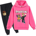Miniatyrbilde 1 av 4: Roblox Hettegenser Sett Barn Termisk Bekledning Trykt Hettegenser Rose red 160cm