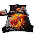 Pikkukuva 1 / 2: Koripallo Jalkapallo Peittopäällinen Kolmiosainen Vuodevaatesetti Q Basketball fire 1.2 three-piece bed