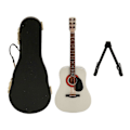 Miniatyrbild 1 av 5: Mini Gitarr Modell Vit 13 cm Lång Slät Trä Rik Detaljering Miniatyr Trägitarr för Bord Hylla Skåp