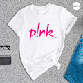 Miniatyrbilde 5 av 5: Rosa Bokstavtrykte Dame T-skjorter Bomull Musikkfestival Grafisk Tee Bomull 2023 Camisetas Gotiske Klær Kvinnelig T-skjorte Topper Pink XL