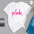 Miniatyrbillede 1 af 5: Pink Letter Print Dame T-shirts Bomuld Musik Festival Grafisk Tee Bomuld 2023 Camisetas Gotisk Tøj Kvinde T-shirt Toppe White XXL