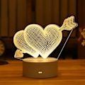 Miniatyrbilde 1 av 5: Romantisk Kjærlighet 3D Akryl LED Lampe for Hjem Barnas Nattlys Bordlampe Julebord Dekor Valentinsdag Nattbordslampe Heart