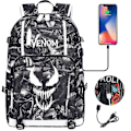 Miniatyrbillede 1 af 4: Venom Fashion Trykt USB Skoletaske til Unge (2-108) Color-12