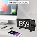 Miniatyrbild 3 av 4: 2025 Ny Digital Väckarklocka, Projektionsväckarklockor För Sovrum Med 4 Dimmer, USB-Telefonladdare, 180° Roterbar Projektor