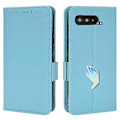 Miniatyrbillede 1 af 5: Kompatibel med Asus ROG Phone 5 / ROG Phone 5s / ZS676KS / ZS673KS Litchi Tekstur PU Læder Telefon Cover Magnetisk Lukning Wallet St LightBlue