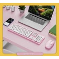 Pikkukuva 1 / 5: Retro Punk -pelinäppäimistö 2.4G langaton USB-pelinäppäimistö ja hiirisetti White Pink