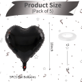 Miniatyrbilde 2 av 4: Svarte Hjerteballonger, 5 stk Svarte Hjerteformede Folieballonger, 18 Tommers Metalliske Svarte Folieballonger Helium For Valentinsdag, Bryllup Black