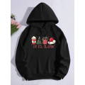 Miniatyrbillede 4 af 5: Juleprint Sweatshirts Mode Karneval Fest Kvinde Tøj Casual Sweatshirt Sjovt Mønster Fest Dame Hættetrøjer White XL