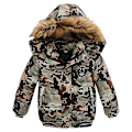 Miniatyrbilde 1 av 5: Hettejakke for barn Vinter Bomullsjakker Fuskepelskrage Overfrakker Camouflage 90cm