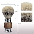 Miniatyrbillede 2 af 4: Barberkost med spids i sterlingsølv, fint resin-håndtag og base i rustfrit stål (brun)